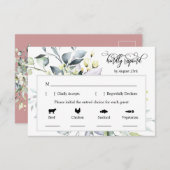 Dusty Pink Greenery Response Kaart 4 maaltijdkeuze (Voorkant / Achterkant)