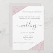 Dusty Pink Grey and White Marble Elegant Wedding Kaart (Voorkant / Achterkant)