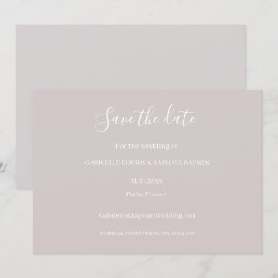 Dusty Pink Grey and White Save the Date Wedding Kaart