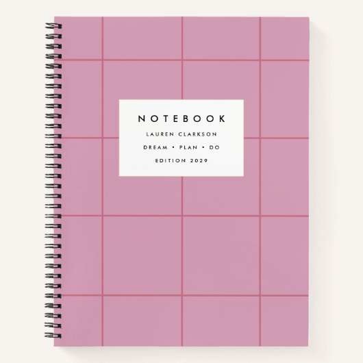 Dusty Pink Grid Notitieboek (Voorkant)