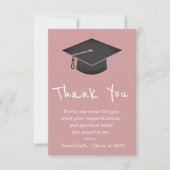 Dusty Pink Handwriting Cap and Tassel Graduation   Bedankkaart (Voorkant)
