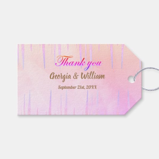 Dusty Pink Icicle Weddenschap Dank je Label Cadeaulabel (Voorkant (Horizontaal))