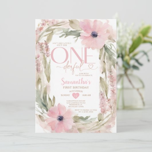 Dusty Pink Is Ze niet Olenful Verjaardag Bloemen Kaart (Staand voorkant)