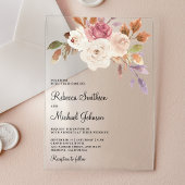 Dusty Pink Ivory Floral Wedding Acryl Uitnodigingen
