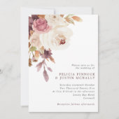 Dusty Pink & Ivory Floral Wedding Invitation Kaart (Voorkant)