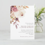Dusty Pink & Ivory Floral Wedding Invitation Kaart (Staand voorkant)