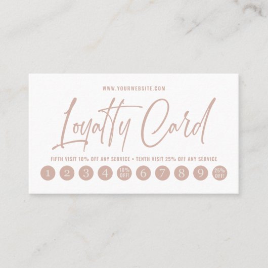 Dusty Pink & Ivory Minimale Typografie Klantenkaartje (Voorkant)