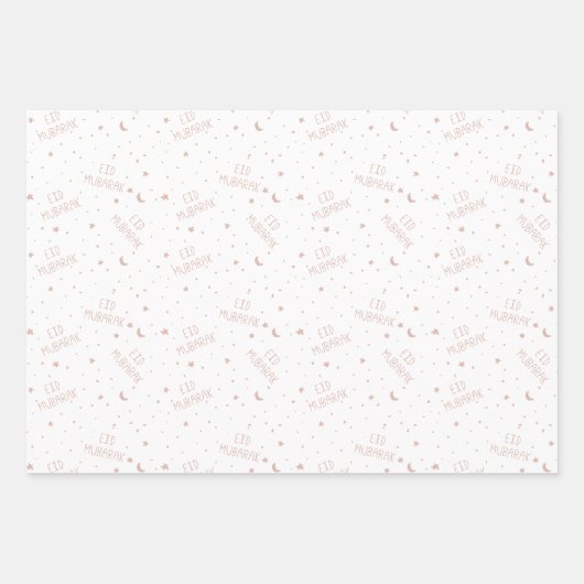 Dusty Pink Kinder Eid Mubarak Inpakpapier Vel (Voorkant)