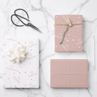 Dusty Pink Kinder Eid Mubarak Inpakpapier Vel