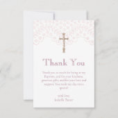 Dusty Pink Lace | Doop Dank u kaart (Voorkant)