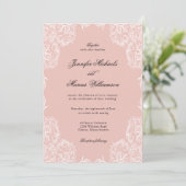 Dusty Pink Lace Lijst Classic Wedding Invitation Kaart (Staand voorkant)