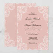 Dusty Pink Lace Lijst Classic Wedding Invitation Kaart (Voorkant / Achterkant)
