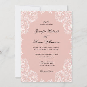 Dusty Pink Lace Lijst Classic Wedding Invitation Kaart