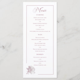 Dusty Pink Line Art Rose Dinner Details Wedding Menu