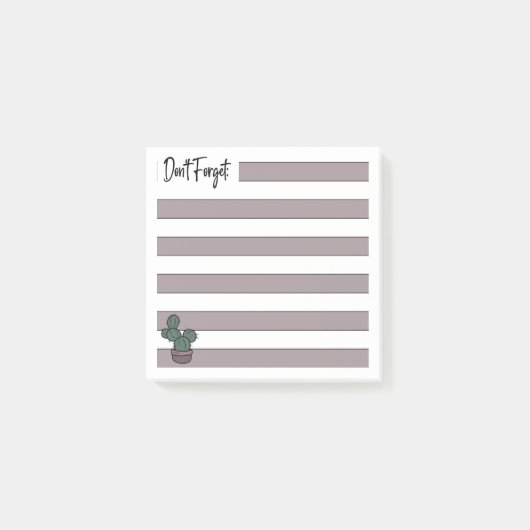 Dusty Pink | Lined | Potted Cactus - Post-it® Notes (Voorkant)