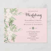 Dusty Pink Magnolia Sage Floral LOW BUDGET WEDING Flyer (Voorkant)