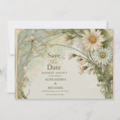 Dusty Pink Marguerite Daisy Wedding Art Nouveau Save The Date (Voorkant)