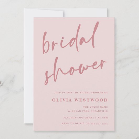 Dusty Pink Mauve & Blush Modern Vrijgezellenfeest Kaart (Voorkant)