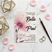 Dusty Pink & Mauve Floral Wedding Invitation Kaart