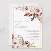 Dusty Pink & Mauve Gold Lijst Foliage Weddenschap Kaart (Voorkant)