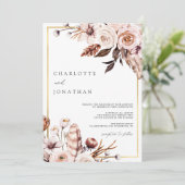 Dusty Pink & Mauve Gold Lijst Foliage Weddenschap Kaart (Staand voorkant)