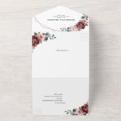 Dusty Pink Mauve Roos Floral Geometric Wedding All In One Uitnodiging (Buitenkant)