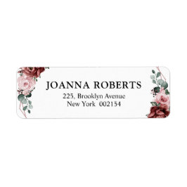 Dusty Pink Mauve Roos Floral Geometric Wedding Etiket