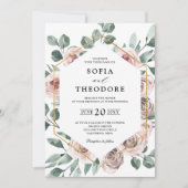 Dusty Pink Mauve Roos Floral Geometric Wedding Kaart (Voorkant)