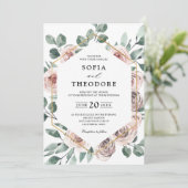 Dusty Pink Mauve Roos Floral Geometric Wedding Kaart (Staand voorkant)