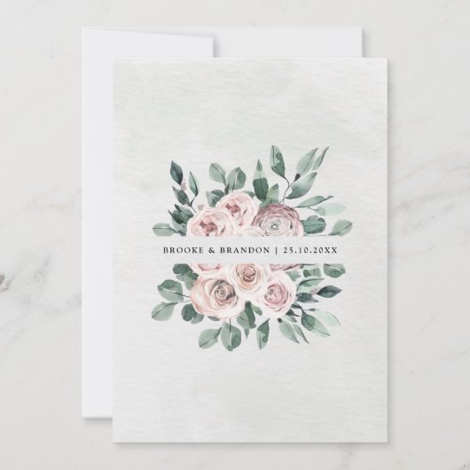 Dusty Pink Mauve Roos Floral Geometric Wedding Kaart (Achterkant)