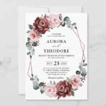 Dusty Pink Mauve Roos Floral Geometric Wedding
