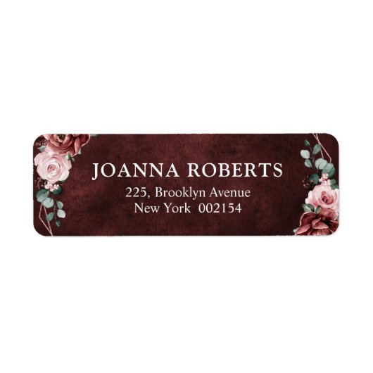 Dusty Pink Mauve Roos Floral Geometric Wedding La Etiket (Voorkant)