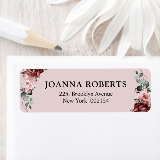 Dusty Pink Mauve Roos Floral Geometric Wedding La Etiket (Insitu)