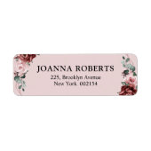 Dusty Pink Mauve Roos Floral Geometric Wedding La Etiket (Voorkant)