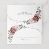 Dusty Pink Mauve Roos Floral Geometric Wedding Plaatskaartje (Buitenkant ongevouwen)