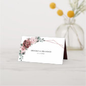 Dusty Pink Mauve Roos Floral Geometric Wedding Plaatskaartje (Achterkant)