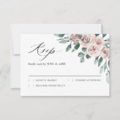 Dusty Pink Mauve Roos Floral Geometric Wedding RS RSVP Kaartje (Voorkant)