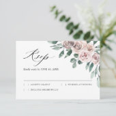 Dusty Pink Mauve Roos Floral Geometric Wedding RS RSVP Kaartje (Staand voorkant)