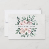 Dusty Pink Mauve Roos Floral Geometric Wedding RS RSVP Kaartje (Achterkant)