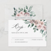 Dusty Pink Mauve Roos Floral Geometric Wedding RS RSVP Kaartje (Voorkant / Achterkant)