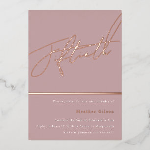 Dusty Pink Mauve Roos Gold 50th Birthday Folie Uitnodiging