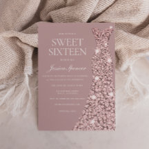 Dusty Pink Mauve Roos Gold Dress Sweet 16 Zestien