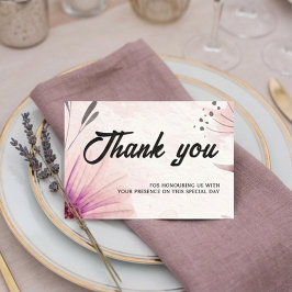 Dusty Pink & Mauve Watercolor Floral Wedding Bedankkaart