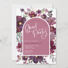 Dusty Pink Mauve Wildflower Afstudeerder Feestuitn Kaart