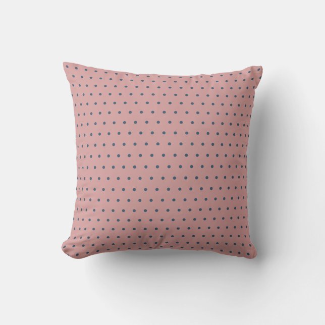 Dusty Pink met blauwe pooldots Buitenkussen (Voorkant)