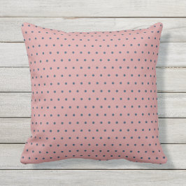 Dusty Pink met blauwe pooldots Buitenkussen