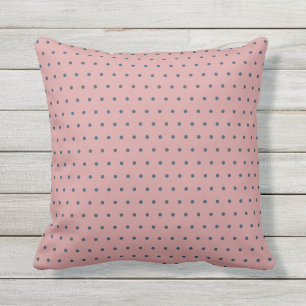 Dusty Pink met blauwe pooldots Buitenkussen