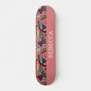 Dusty Pink met vlinderillustraties Persoonlijk Skateboard