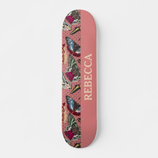 Dusty Pink met  vlinderillustraties Persoonlijk Skateboard