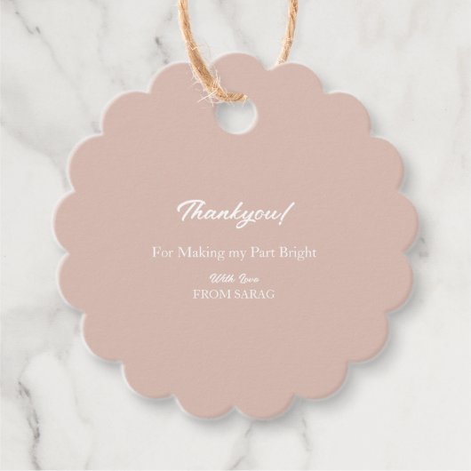 Dusty Pink Minimal Rustiek baby shower bedankt Bedankjes Labels (Voorkant)